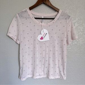 Love Charm Heart Stamped Light Pink Women’s Top Size Large